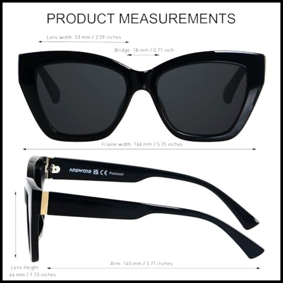 Cat Eye Polarized Sunglasses Women Fashion UV400 Protection Retro Style - Picture 6 of 7